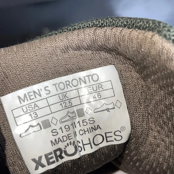 Xero Shoes Toronto Green Canvas Minimalist Barefoot High Top Sneaker Men's 13